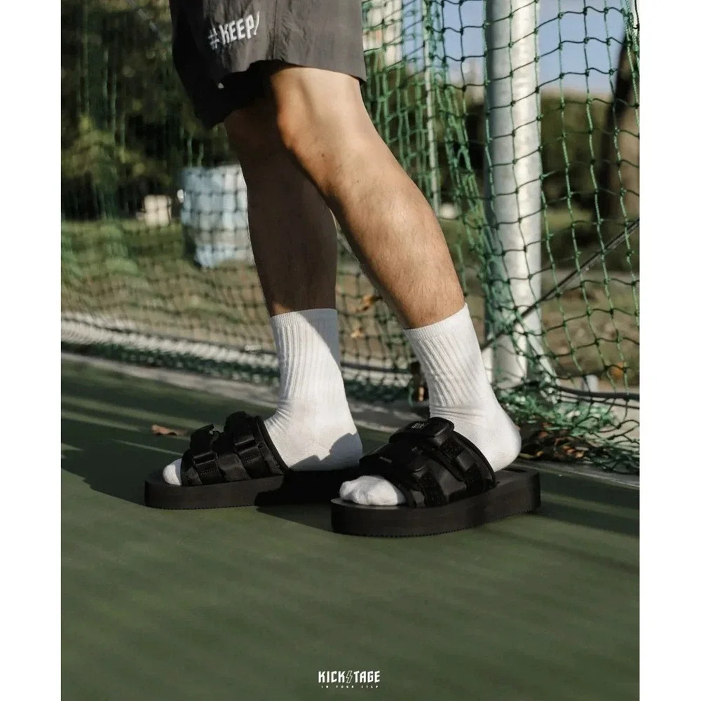 SUICOKE MOTO-VPO OG-056VPO Black Vibram Platform‎ Slides Sandals Slippers Size 5